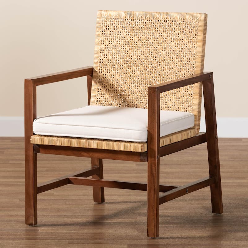 Lovina Bohemian Light Honey Rattan and Acacia Wood Arm Chair