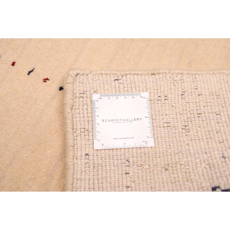 ECARPETGALLERY Hand Loomed Kashkuli Gabbeh Ivory Wool Rug - 5'1 x 7'0