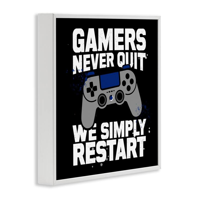 Stupell Gamers Never Quit Phrase Framed Giclee Art Design By Kim Allen