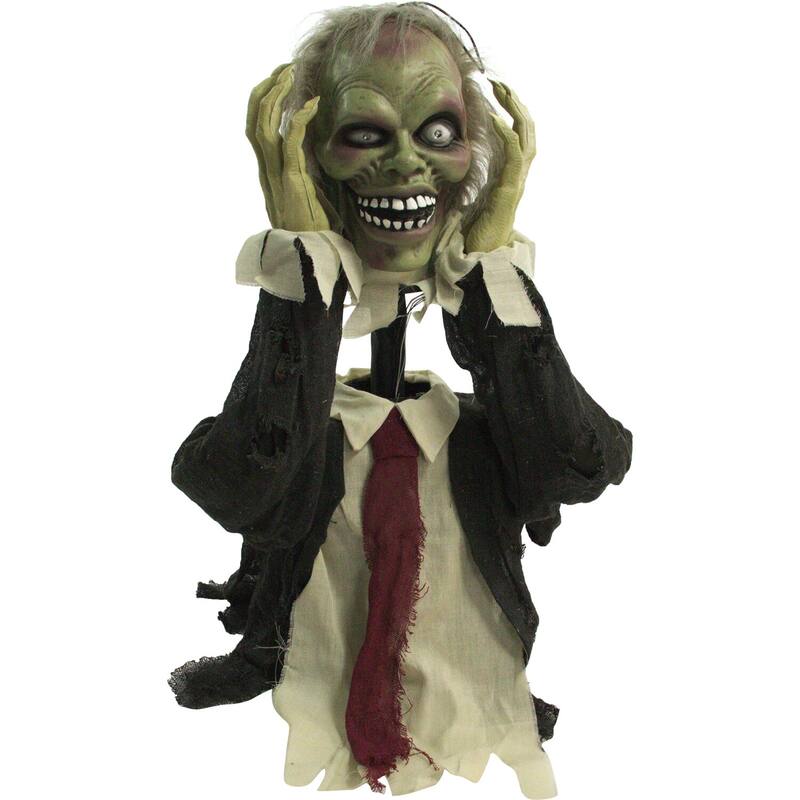 Haunted Hill Farm 22 In. Pop-Up Animatronic Ghoul, Indoor/Outdoor Halloween Decoration, Flashing Red Eyes, Battery-Operated