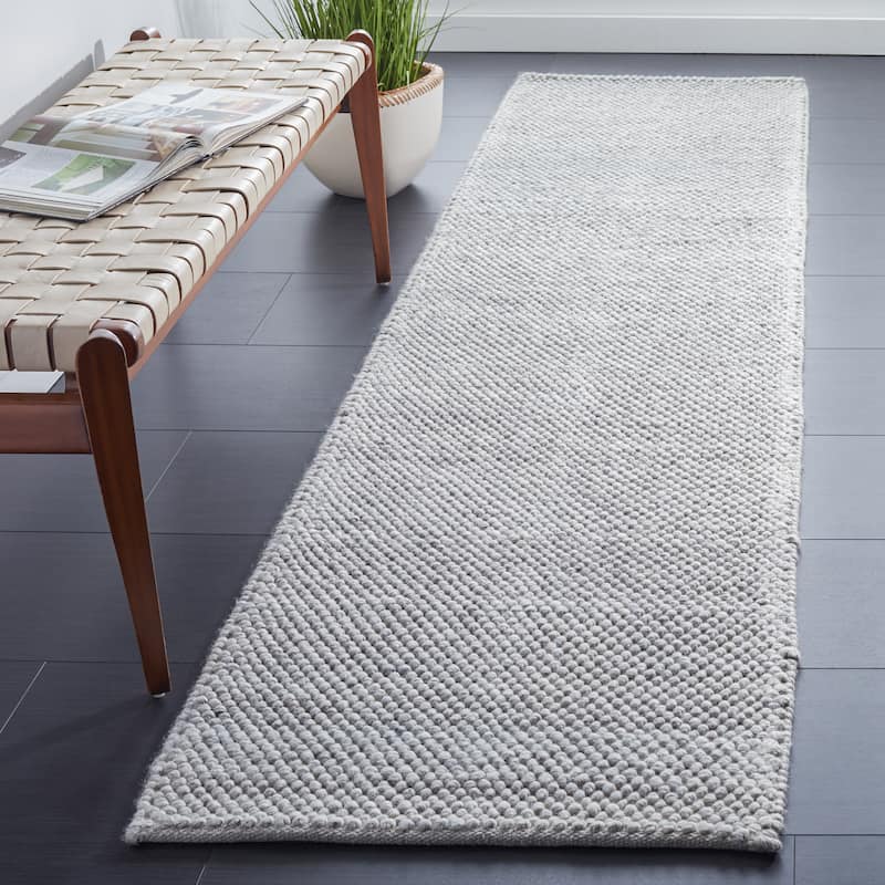 SAFAVIEH Handmade Natura Eduina New Zealand Wool Rug - 2'3" x 9' Runner - Silver - Runner