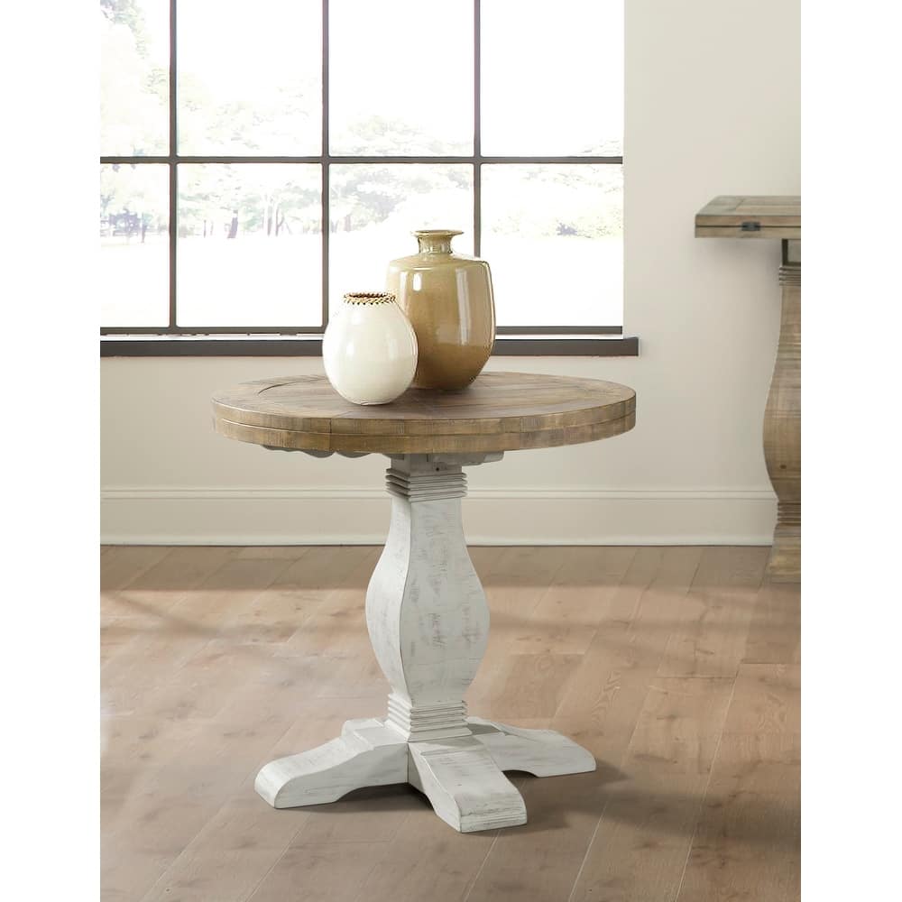 Napa 26" Wide Solid Wood Round Pedestal End Table