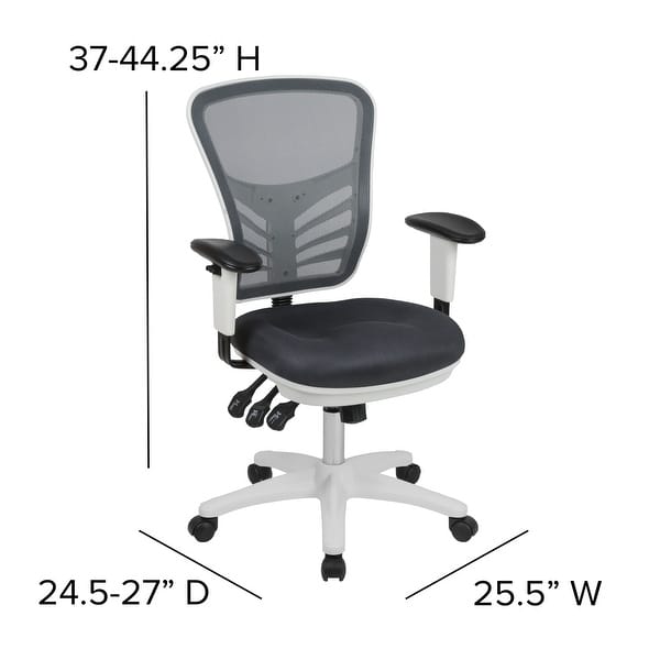 dimension image slide 10 of 13, Nicholas Mid-Back Blue Mesh Multifunction Executive Swivel Ergonomic Office Chair with Adjustable Arms