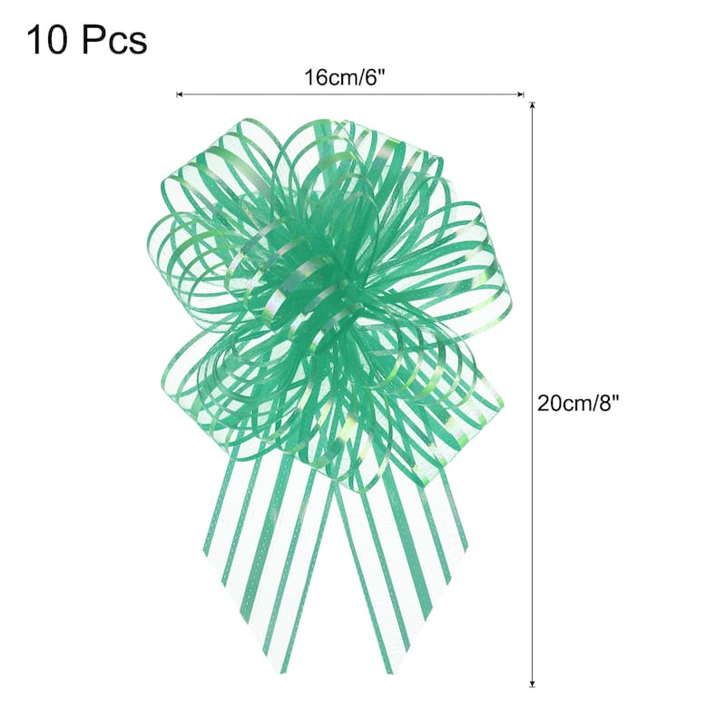 10pcs Large Pull Bows Gift Wrapping Bows Ribbon Organza - Dark Green - 6 Inch