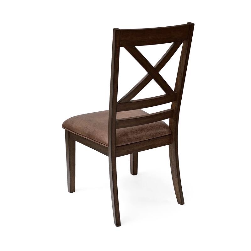 Rubber Wood Dining Chairs Set of 2, Side Chair Slat-Back Chair with Cross Back