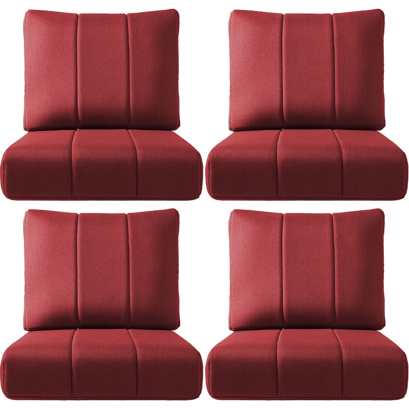 Ivora 24" W x 24" D x 6" T Water & Fade Resistant Outdoor Lounge Chair Replacement Cushion Set - 4 Sets - Red