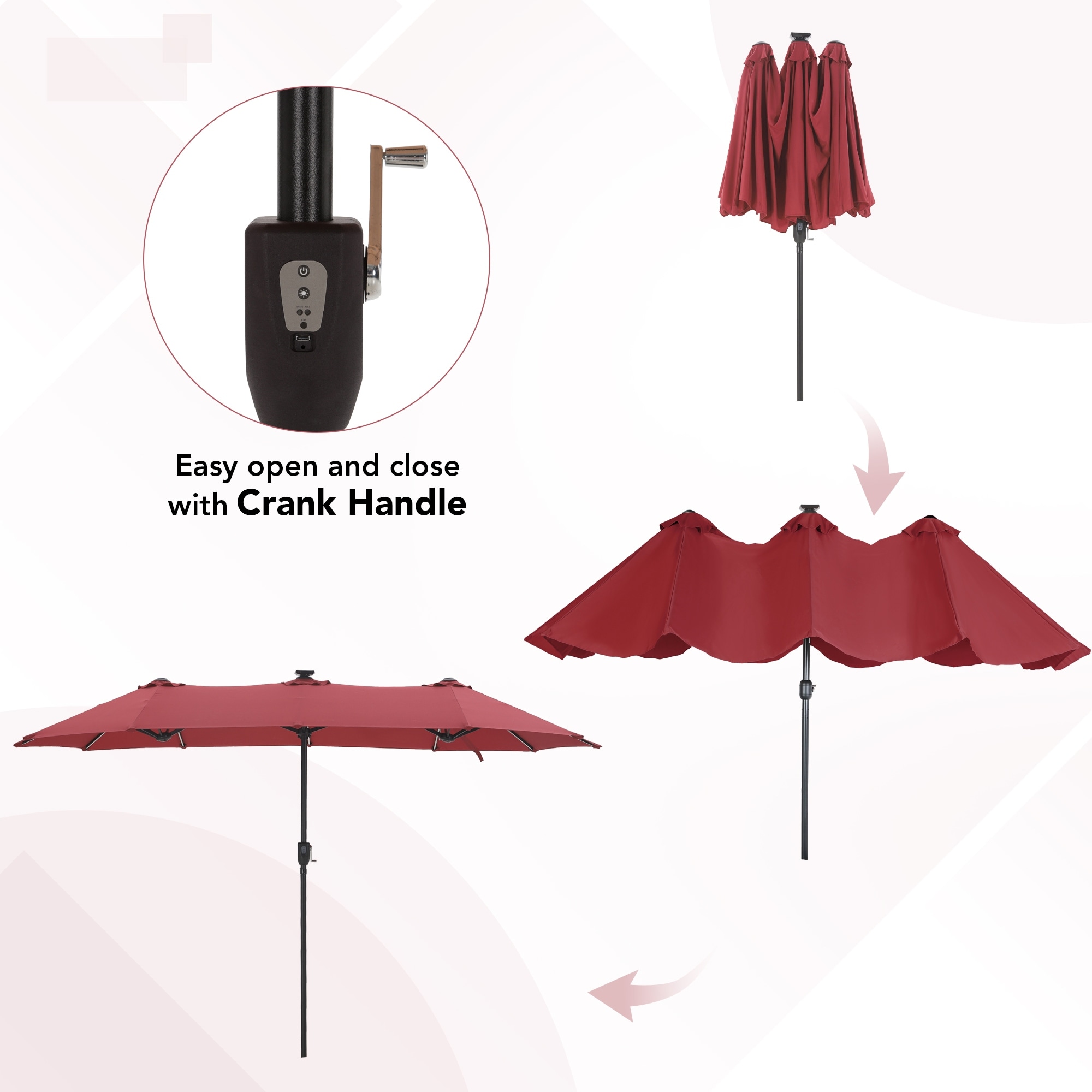 easy open patio umbrella Outsunny Umbrella: UV Protection, Wind-Resistant, Tilt it is a perfect choice when there is time that rain spotting and you still want to enjoy outdoor scenery and cool breeze.And when the sun falls OPEN BOX | 10 /