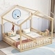preview thumbnail 4 of 33, Double Twin House-Style Floor Bed with Fence,Guardrails,Without Door