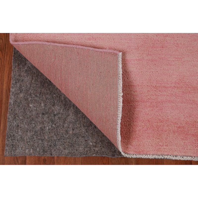 Hand Knotted Oriental 100% Wool Carpet Modern Solid Pink Gabbeh Area Rug - 9' 2'' X 6' 1''