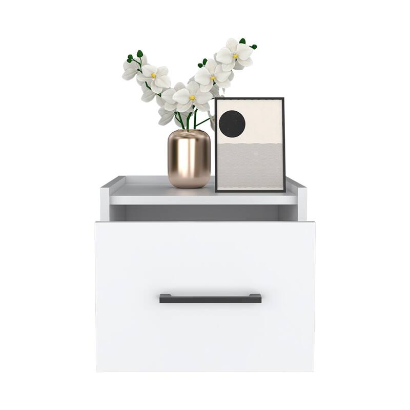 Floating Nightstand Calion, Bedroom, White,High quality and durable