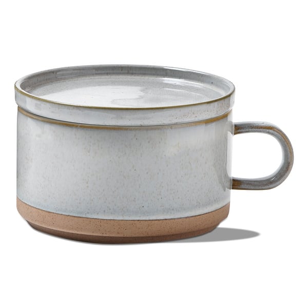 Stacking Soup Mug with Lid 20oz Ceramic White Multi Dishwasher Safe Perfect  for Christmas 3.5in H x 7in L x 5.5in W - Bed Bath & Beyond - 39102086
