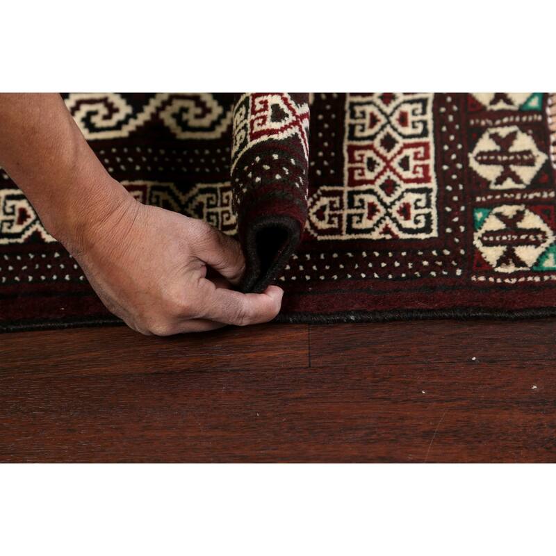Geometric Persian Balouch Area Rug Handmade Traditional Wool Carpet - 2'9" x 3'9"
