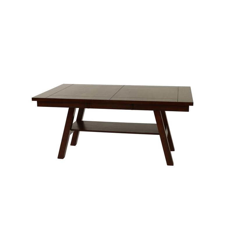 Dining Table Rectangle Dining Table w Shelve 1pc Table Only Rubber wood Dark Walnut Finish Dining Room Furniture