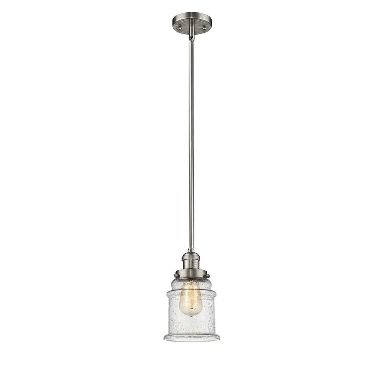 Innovations Lighting Canton 7" Wide Mini Pendant - Downrod Suspension - Brushed Satin Nickel / Seedy