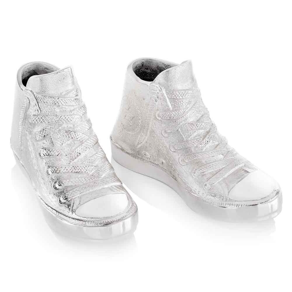 silver high top sneakers