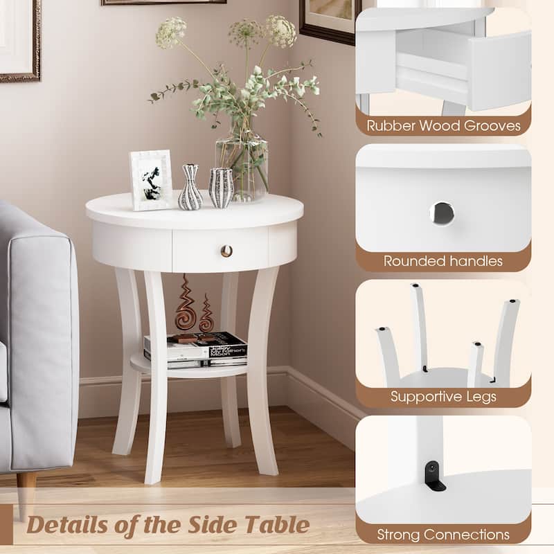 Costway 2 PCS 2-tier Side End Sofa Table Round Nightstand Bedroom - See Details