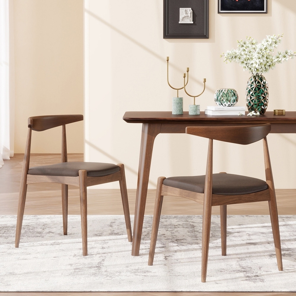 Rubberwood Dining Chairs with Ergonomic Backrest & Comfort Cushion