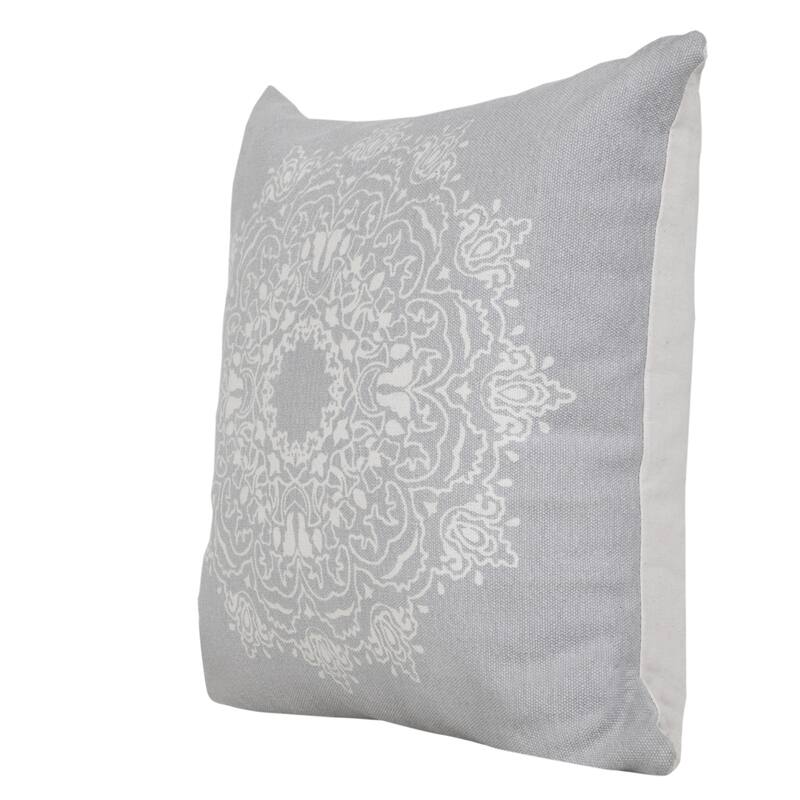 HomeRoots 20" X 20" Pale Gray And White 100% Cotton Geometric Zippered Pillow