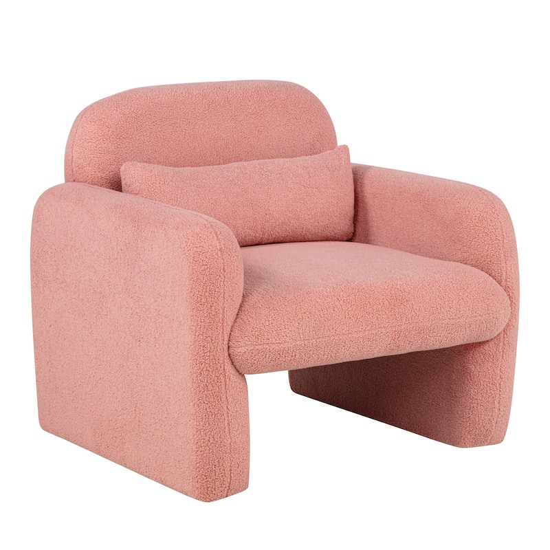 Teddy Fleece Single Sofa Chair with Arms & Pillow