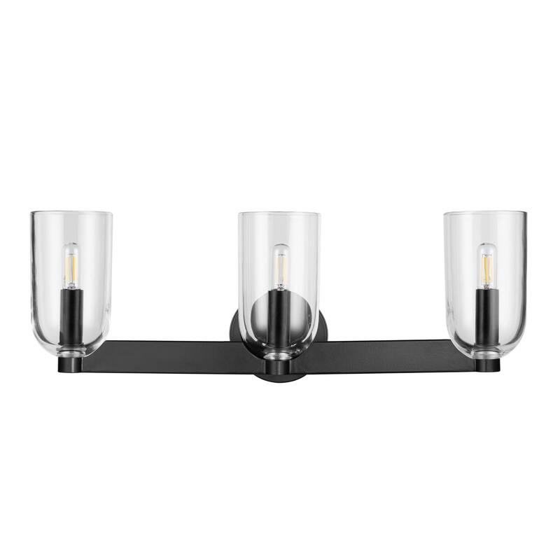 Prominence Home Hansley Matte Black 3-Light Bathroom Vanity with Clear Glass