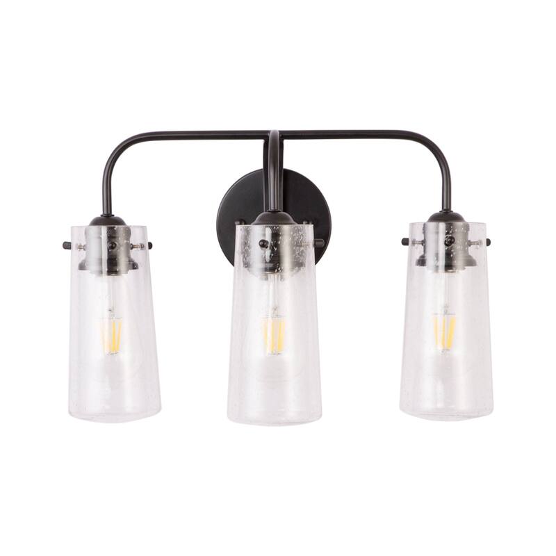 3-Light Black Bathroom Vanity Lights Wall Light with Glass Shade - 3 light