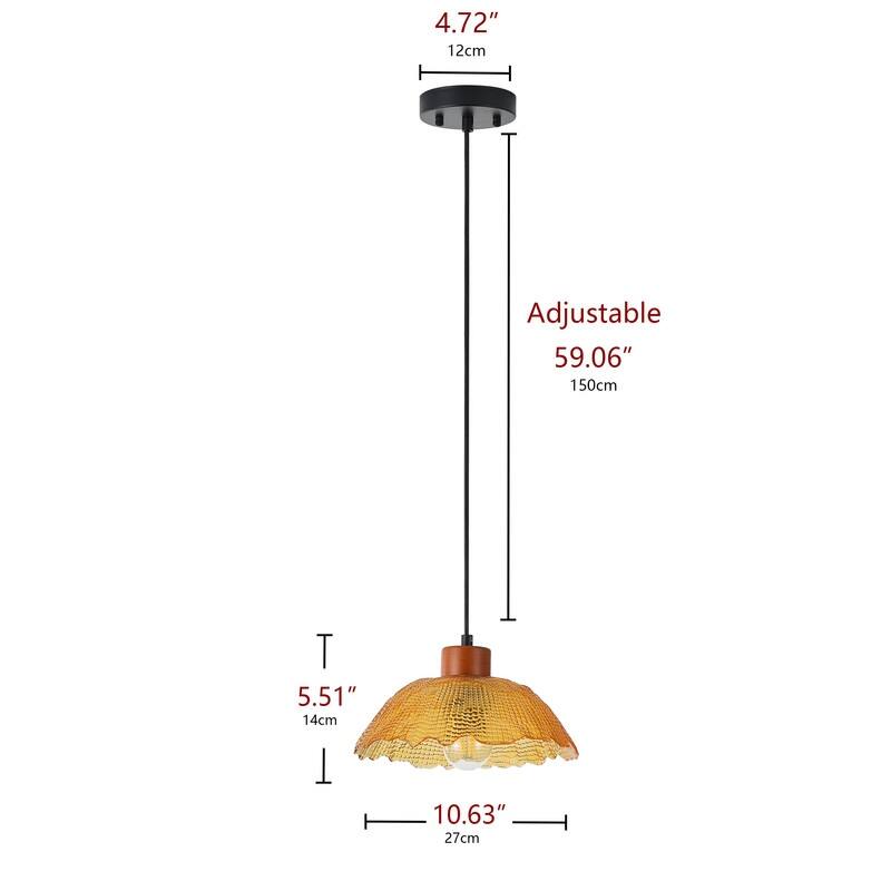 Modern 1 Light Amber Glass Pendant Light Electroplated Brass Ceiling Fixture