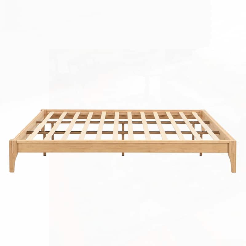 12 Inch Solid Dry Bamboo Wood Platform Bed Framewith Wood Slat Support,