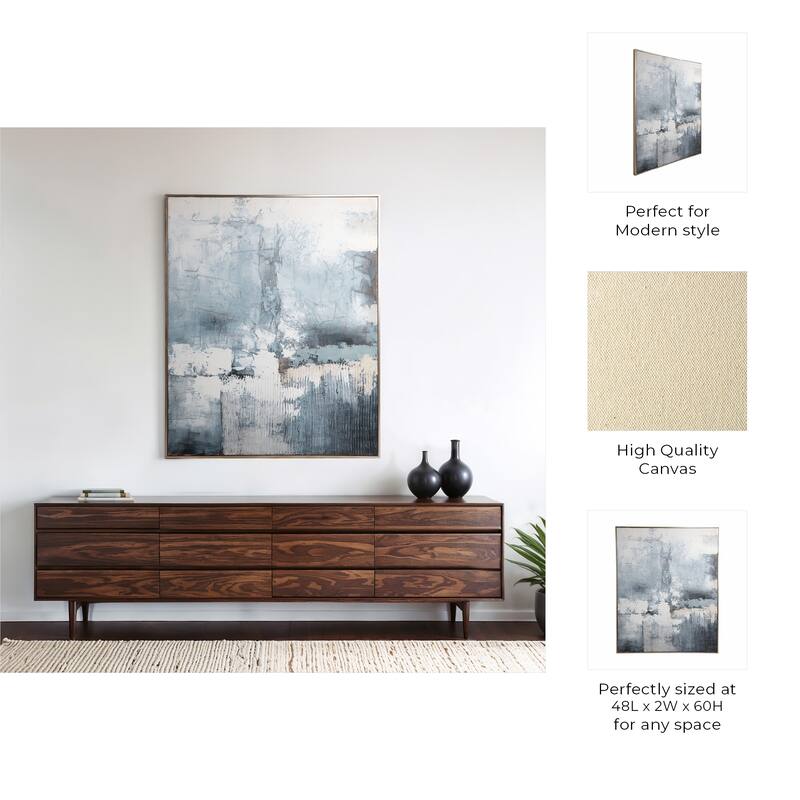 Canvas Art Print Wood Frame Abstract Texture Wall Decor - 60" Blue