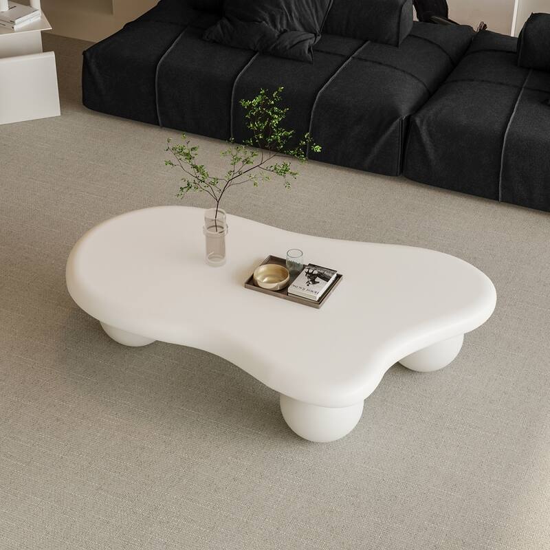 Cloud Shaped Coffee Table with 3 Ball Legs for Living Room