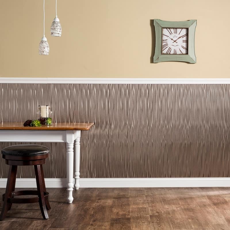 FASÄDE Waves Vertical 4-foot x 8-foot PVC Wall Panel in Brushed Nickel