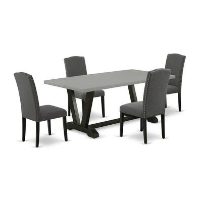 5-Piece Dinette Set - Dining Table with 4 Chairs - Modern Kitchen Table Set - Black Finish - 72