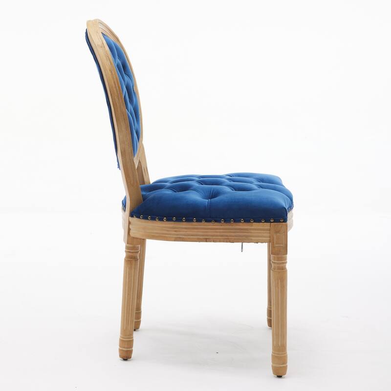 French Style Velvet Dining Chairs Set of 2, Dining Chair with Solid Wood Frame/Nailhead Trim
