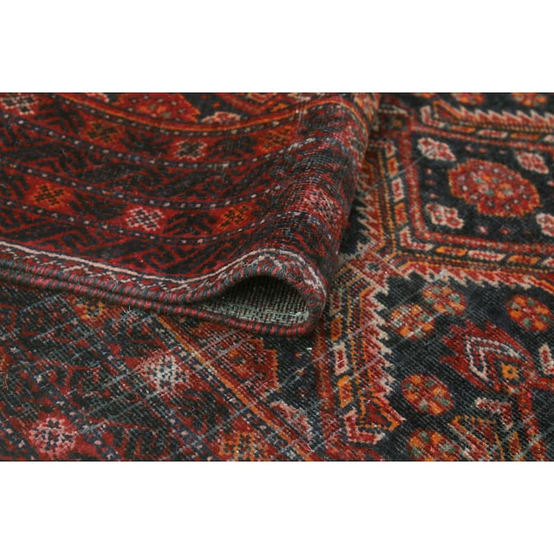 Vintage Distressed Sameh Navy/Red Runner - 3'0" x 6'6"