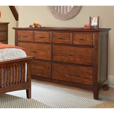 Modern Mission 6 Drawer Dresser in Vintage Oak Finish
