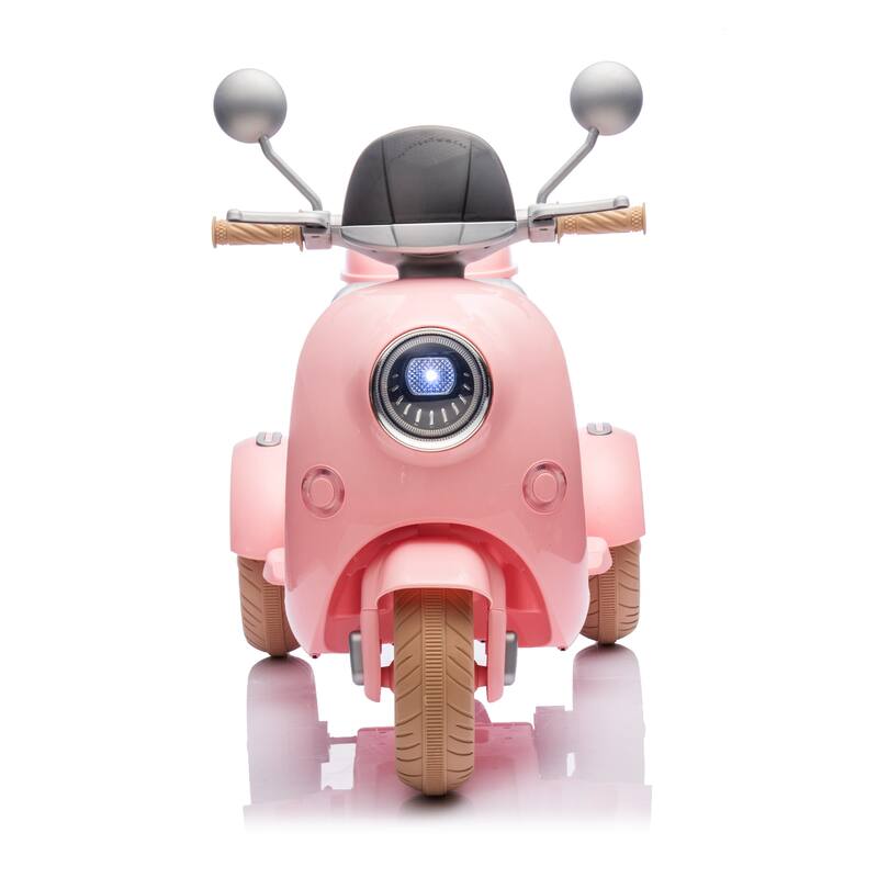12V Ride-On Two-Seater Motorcycle for Kids, Three-Wheel Design, USB, Bluetooth, Adult Seat Flip, and Storage for Ages 3-6.