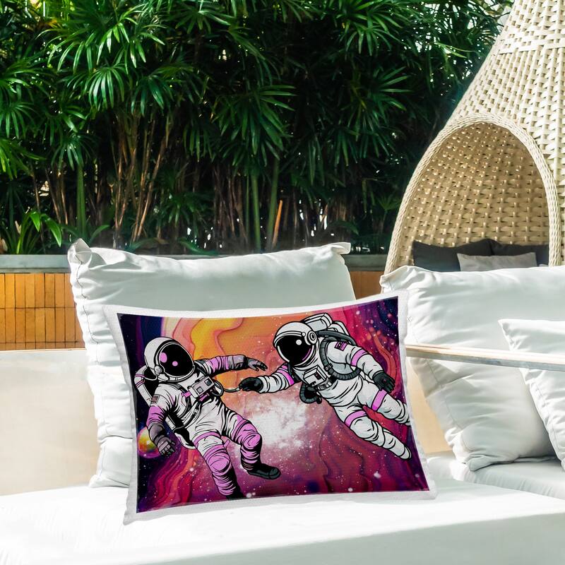 Stupell Astronauts & Bright Nebula Printed Outdoor Throw Pillow Design by Jesse Keith