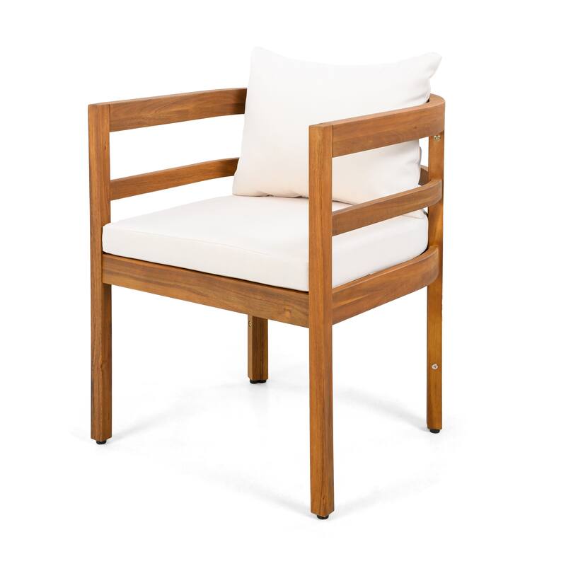 Christopher Knight Home - Raventon Outdoor Acacia Wood Extendable 7-Piece Patio Dining Set with Cushioned Chairs