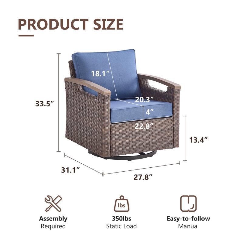 Gymojoy Patio Swivel Rocker Patio Chairs of 2 with Water-Resistant Olefin Cushions
