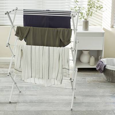 Household Essentials 5119-1 Indoor Metal Clothes Drying Rack for Laundry | White