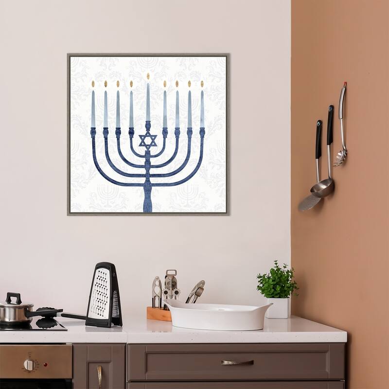 Sophisticated Hanukkah II by Victoria Borges Canvas Art Framed - Sylvie Greywash