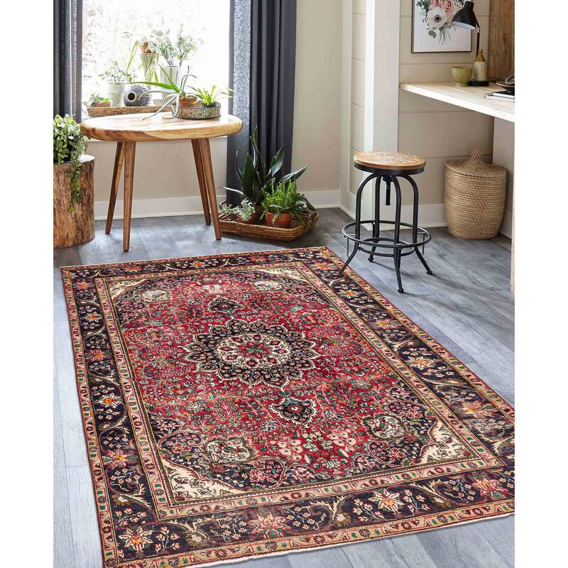 ECARPETGALLERY Hand-knotted Antalya Vintage Red Wool Rug - 6'2 x 9'3