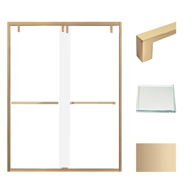 Eden 60 in. W x 80 in. H By-Pass Semi-Frameless Shower Door with Low Iron Glass - 56-60-in W x 80-in H - Champagne Bronze