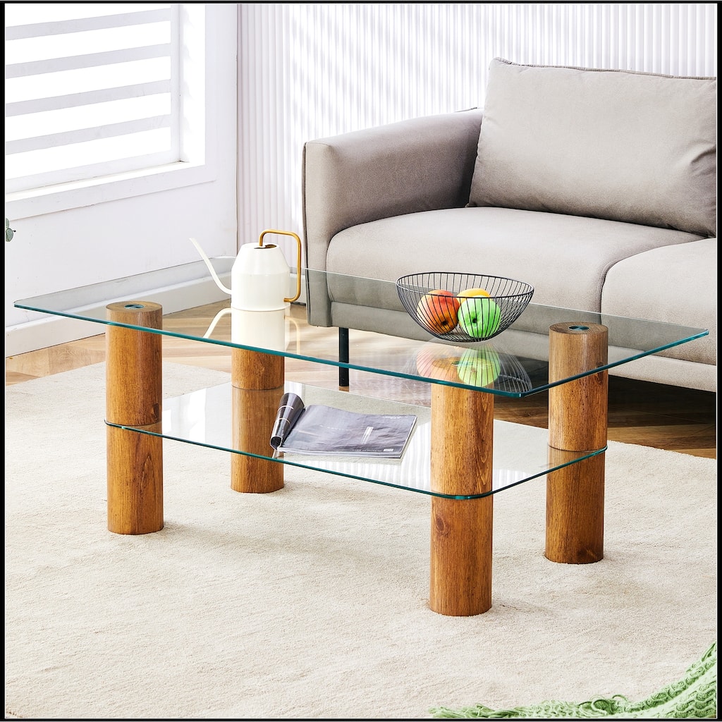 Double-layer Transparent Tempered Glass Coffee Table