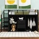preview thumbnail 1 of 7, Full Size Metal Loft Bed with Drawers, Storage Staircase & Small Wardrobe Black