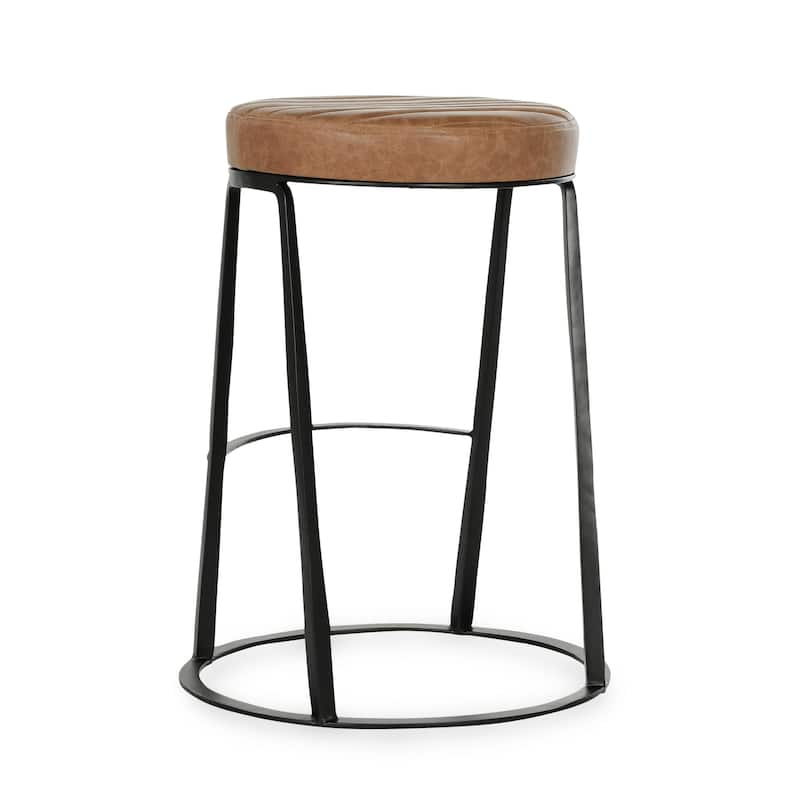 Classic Home Sawyer Leather Round Counter Stool