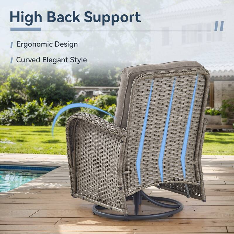 Gymojoy Patio Furniture Set Outdoor Wicker Swivel Glider Chairs Set