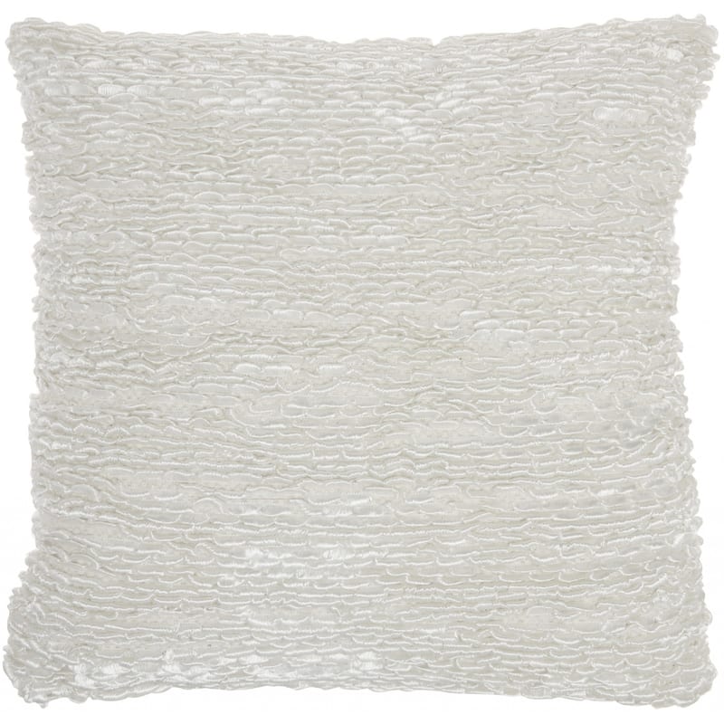 Petite Taupe and Striped Throw Pillow - White