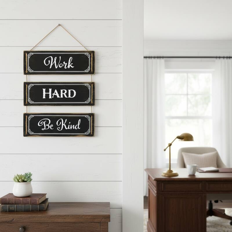 HomeRoots 14" X 12" Black And White Inspirational Text Wood Wall Decor - White/Black - 11.75 in. x 14.40 in.  x 0.25 in.