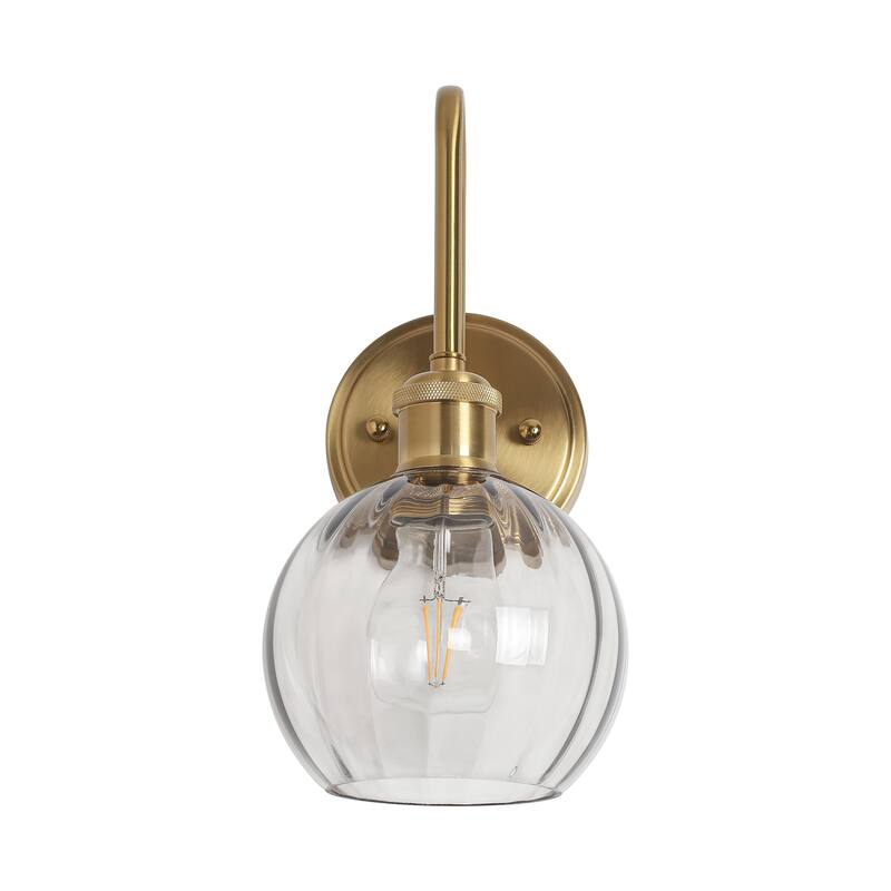 Modern 1-Light Bathroom Vanity Wall Sconce with Textured Glass Shade