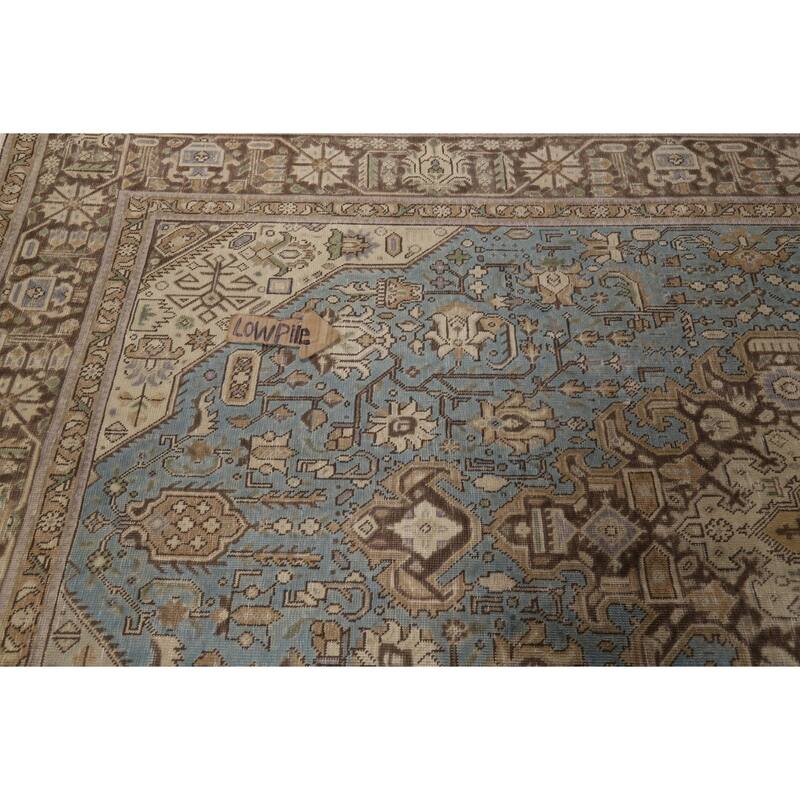 Hand Knotted Oriental 100% Wool Carpet Traditional Medallion Navy Blue & Blues Tabriz Area Rug - 9' 5'' X 6' 7''